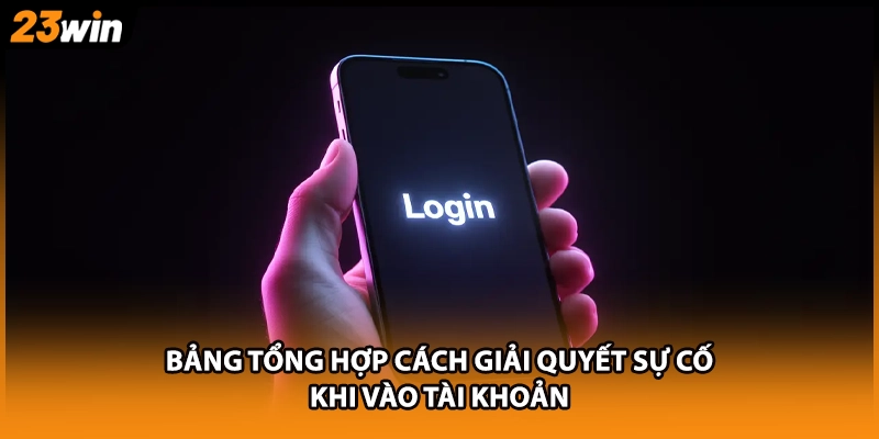 Bảng tổng hợp cách giải quyết sự cố khi vào tài khoản